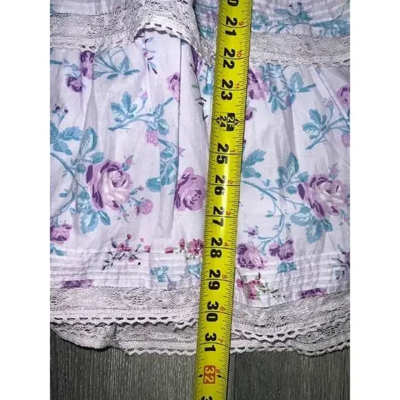 Love Shack Fancy Mini Dress cotton Y2K Purple Floral Ruffle Tiered Small A004723 - Picture 7 of 9